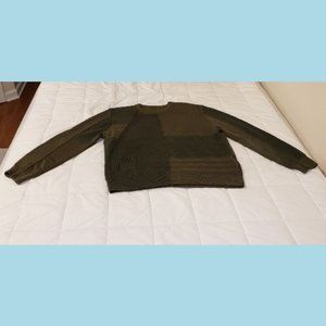 DIESEL 2X green Textured knit patchwork Diesel pullover